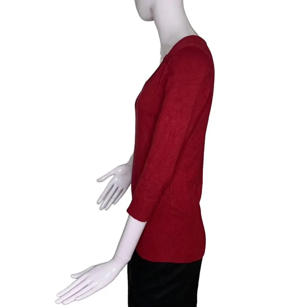 Maurices Fine Knit Top Red 3/4 Sleeve Size S